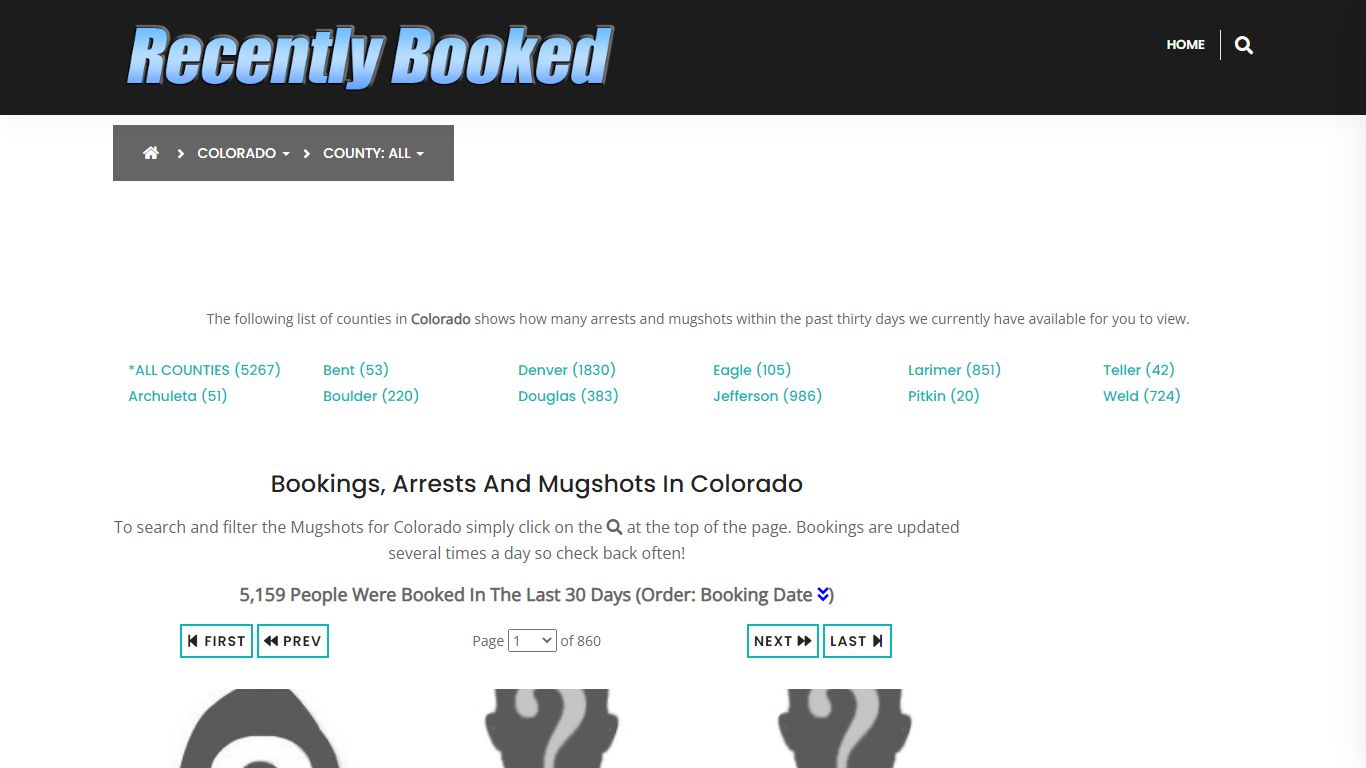 Bookings, Arrests and Mugshots in Colorado - Recently Booked