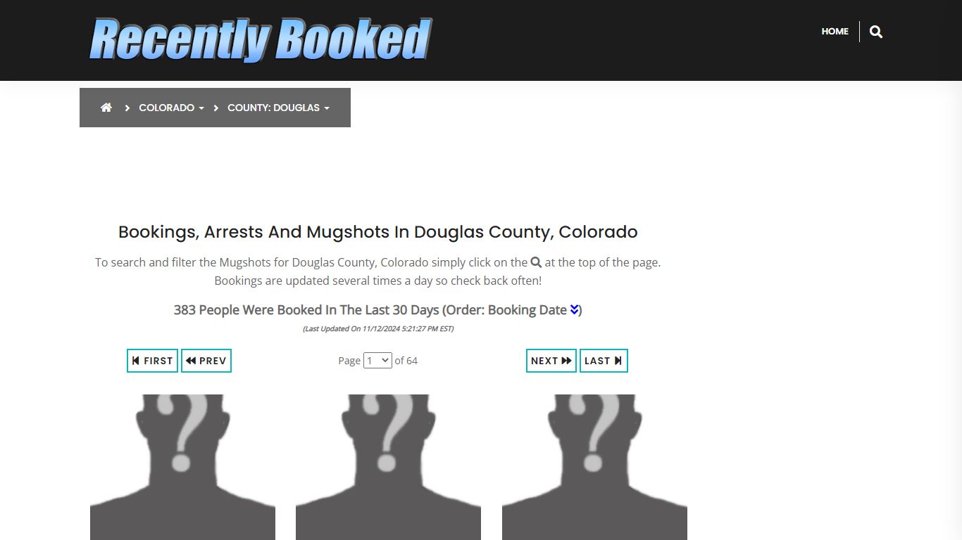 Bookings, Arrests and Mugshots in Douglas County, Colorado