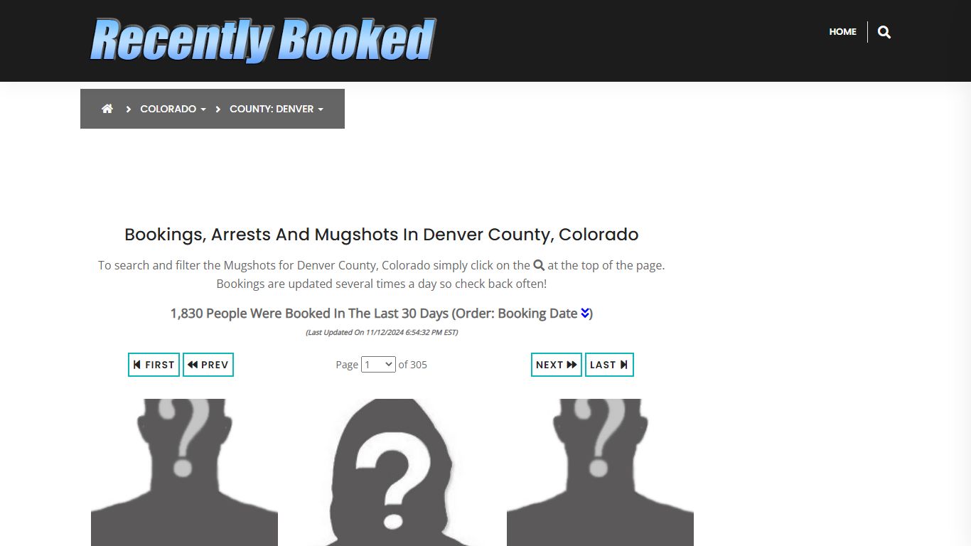 Bookings, Arrests and Mugshots in Denver County, Colorado - Recently Booked